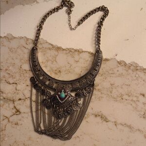 Park Lane Antique Silver Necklace with Turquoise Detail